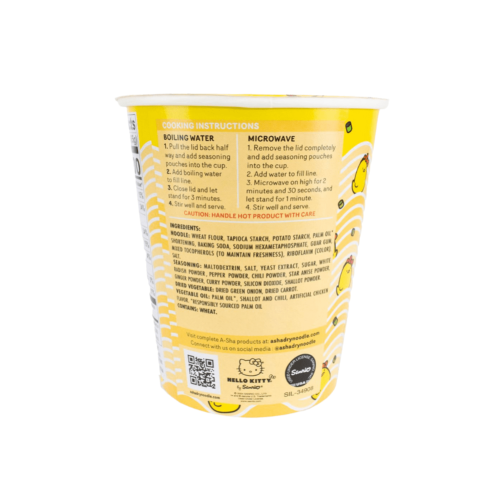 Hello Kitty Vegan Ramen Noodle Cup, 6 Pack, Chicken Flavor, Premium Microwaveable Ramen Soup Mix, Asian Snacks