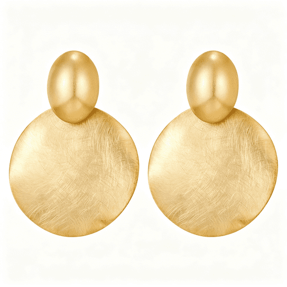DESIGNICE Big Disc Drop Earrings Gold Dangle Earrings Round Hammered Earrings Women