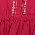 thumbnail image 5 of Little Girls Red Cotton Ethnic Floral Embroidered Dress 3/4, 5 of 7