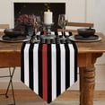 thumbnail image 2 of Chemin de Table en Coton et Lin Drapeau de Pompier 4 Juillet Nappe de Cuisine Fine Ligne Rouge Imprimée Écharpes de Commode pour Rassemblements du Jour de l'Indépendance, Dîner, Fêtes, Cadeau 13"x70 Pouces, 2 of 6