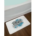 thumbnail image 2 of Pug Bath Mat, Cute Dog Face with Floral Arrangement with Beautiful Flowers Animal Fun Illustration, Non-Slip Plush Mat Bathroom Kitchen Laundry Room Decor, 29.5 X 17.5 Inches, Teal Grey, Ambesonne, 2 of 2