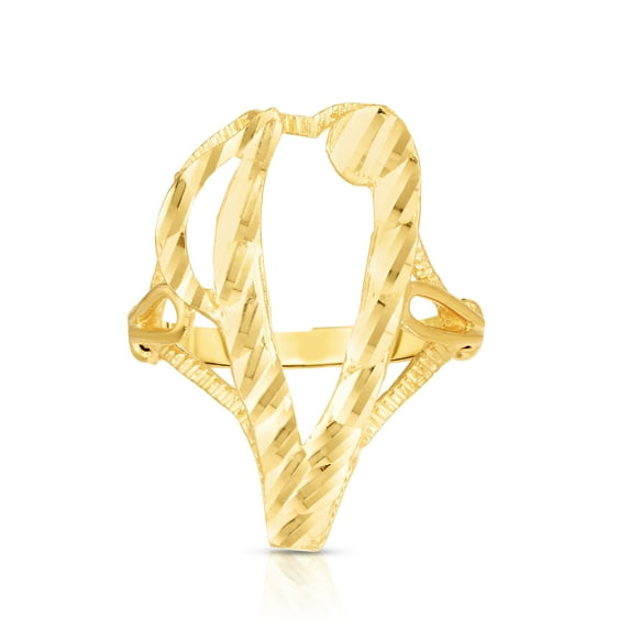 Floreo 10k Yellow Gold Personalized Letter Extra Large Cursive Initial Ring