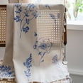 thumbnail image 3 of Nvzi 1 cortina estampada con flores azules de estilo campestre, cortina de cocina con borlas blancas, ventana salediza, cortina tipo barra de 59,06 x 110,24 pulgadas, 3 of 5