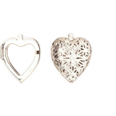 - Locket Pendant, Rhodium-Finished Copper, Filigree Heart,25x25mm, Holds 16x17mm Photos pack of 1pcs (4-Pack Value Bundle), SAVE $3