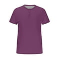 thumbnail image 4 of Zimjoy Men's Big and Tall T-Shirts Big and Tall Short Sleeve Henley Neck Knit T-Shirt Casual Lightweight Solid Tees (Purple, 3XL), 4 of 4