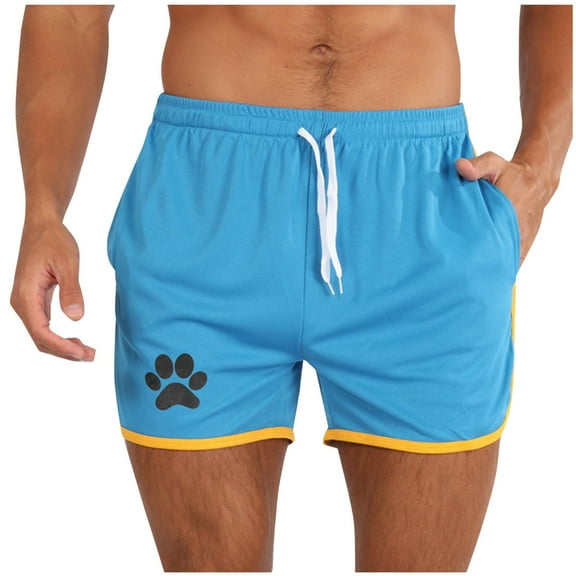 Men's Running Shorts Breathable Athletic Gym Short Dog Paw Print Bodybuilding Training Jogging Workout Shorts