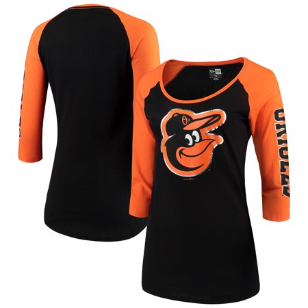 UPC 191718859216 product image for Baltimore Orioles 5th & Ocean by New Era Women's Foil 3/4-Sleeve T-Shirt - Black | upcitemdb.com