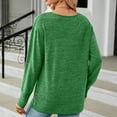 thumbnail image 4 of Women Blouse Long Sleeves V Neck Pure Color Loose Fit Women Shirt for Office Travel Green L, 4 of 6