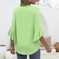 thumbnail image 4 of Green Tshirts for Women Blouses for Women Casual 3/4 Length Sleeve Womens Tops V Neck Tshirts Shirts with Flared Sleeve Summer Tops, 4 of 5