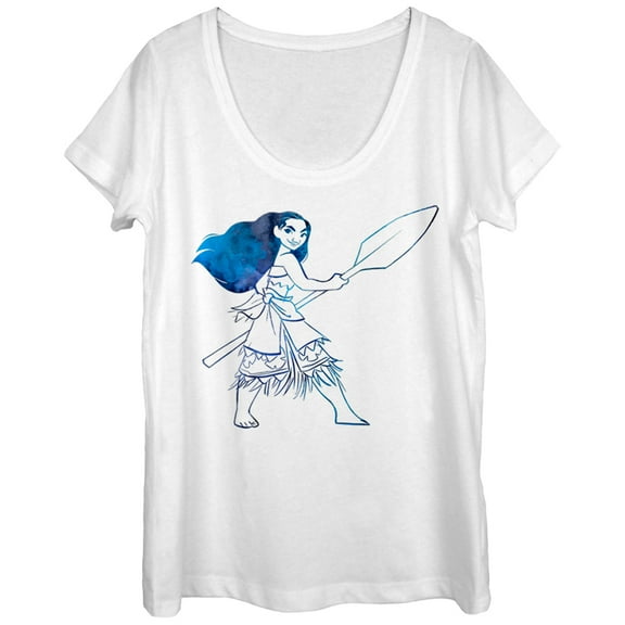 Women's Moana Watercolor Print  Scoop Neck