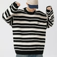 thumbnail image 5 of Wancir Men's Vintage Striped Sweater Oversized Knitted Pullover Crewneck Long Sleeve Colorblock Jumper Tops, 5 of 5