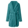 thumbnail image 4 of RXIRUCGD Robe de Nuit en Polaire Douce à Manches Longues Col en V avec Ceintures et Poches pour Femmes (Vert Armée, Taille : 3TG), 4 of 7