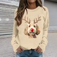 thumbnail image 2 of Wang6 Womens Plus Size Graphic Sweatshirts Trendy Xmas Cute Dog Printed Crew Neck No Hood Pullovers Causal Long Sleeve Loose Fit Tops Shirts Khaki L, 2 of 4
