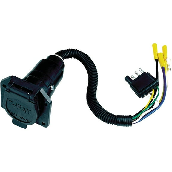 Reese 74184; Towpower Wiring Adapter, 4-Way Flat to 7-Way, Round Car End