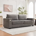 thumbnail image 2 of 90'' Loveseat Sofa Couches for Living Room, Cloud Couch with USB/Type-C Charging Ports, Solid Wood Sofa, Gray, 2 of 7