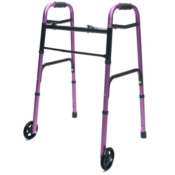 Walker Lumex ColorSelect enrollable y plegable con ruedas, color ciruela