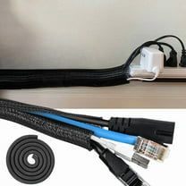 Nilight Cable Sleeve, 10ft-1/2inch Cord Management Sleeves, Braided Sleeving, Split Self Wrapping Wire Loom for Computer Electrical Automotive Harness Protector Organizer, Black