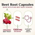 thumbnail image 4 of Organic Beet Root - 1300mg per Serving - Extra Strength Organic Beetroot Powder Supplement - Supports Nitric Oxide Production, Heart Health & Natural Energy - Bottled in USA - 120 Veggie Capsules, 4 of 10