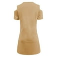 thumbnail image 7 of FRSASU Women's Cold Shoulder Half Zipper Dress Summer Casual Short Sleeve Bodycon T-shirt Dresses Yellow, 7 of 7