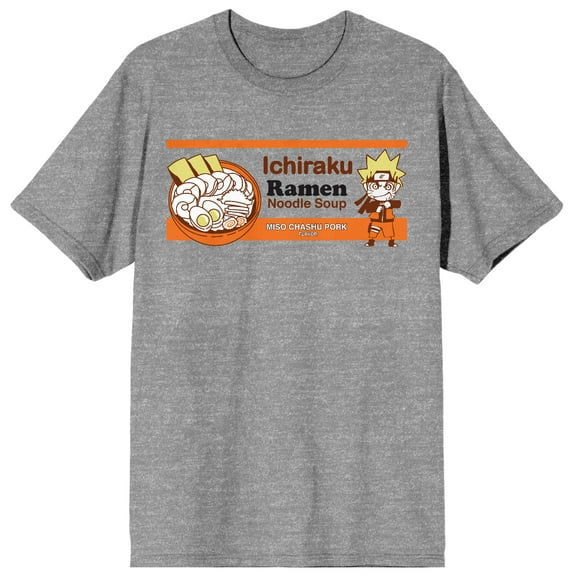 Naruto Shippuden Ichiraku Ramen Wrapper Men's Athletic Gray Graphic Tee-Medium