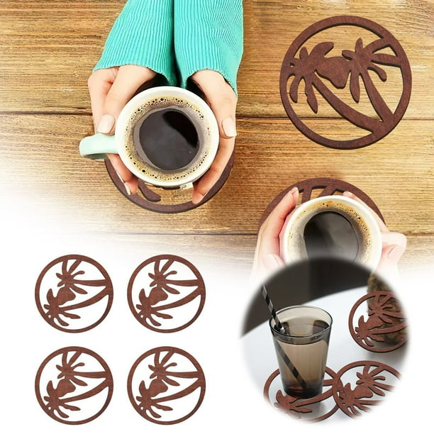4 salvamanteles de madera con forma de abeja para invierno, resistentes al calor, para platos, manteles individuales y portavasos para cocina, encimeras y mesas (marrón)