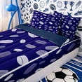 thumbnail image 3 of Erosebridal Pastel Hockey Puck Print Zipper Queen Comforter Set with Fitted Sheet and 2 Pillowcases,Gradient Disc Dark Blue Background Accent Zipper Bedding Set,4 Pieces,Navy Blue Reversible, 3 of 6
