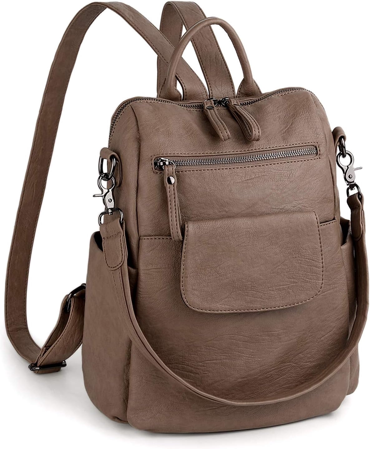 Women Backpack Purse 3 ways PU Washed Leather Ladies  display picture 1