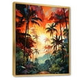 thumbnail image 2 of Designart "Sunset Colorful Orange Palm Trees Retreat I" Floral Floater Framed Wall Art Print, 2 of 7