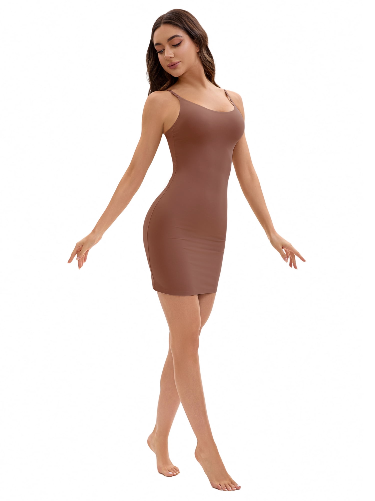Unique Bargains Adjustable Full Slips Under Dress Nightwear XL Brown