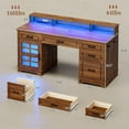thumbnail image 5 of 60'' Farmhouse Executive Desk with Drawers, Computer Desk with Power Outlet and LED Lights for Home, Office, Brown, 5 of 8
