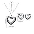 thumbnail image 4 of Conjunto de joyas con corazones superpuestos, collar y pendientes de corazones con diamantes de imitación blancos y negros, colgante de doble corazón, ideal para fiestas, bodas y celebraciones., 4 of 7