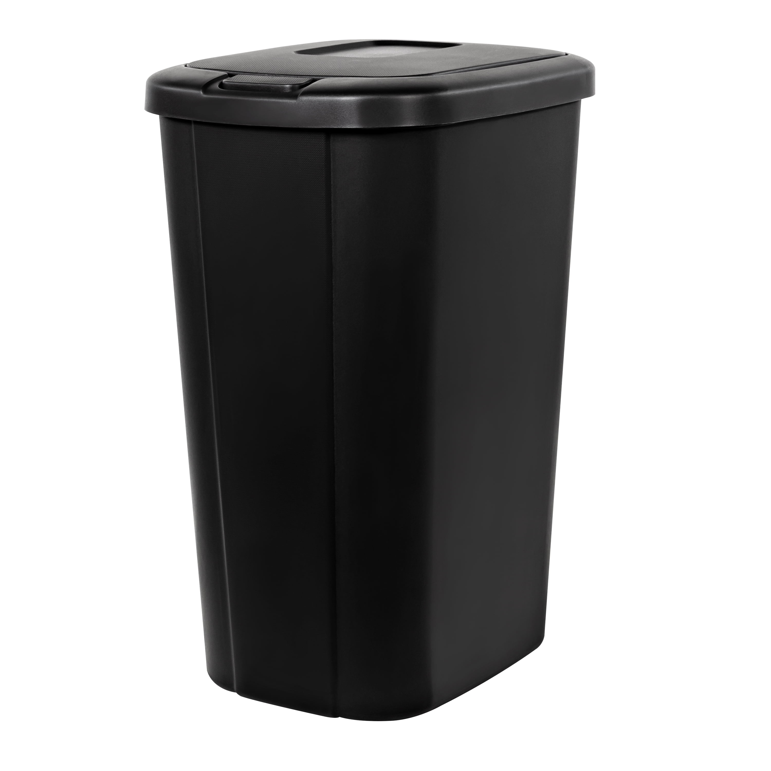 13.3-gal Hefty Touch Lid Trash Can, Black with Decorative Texture