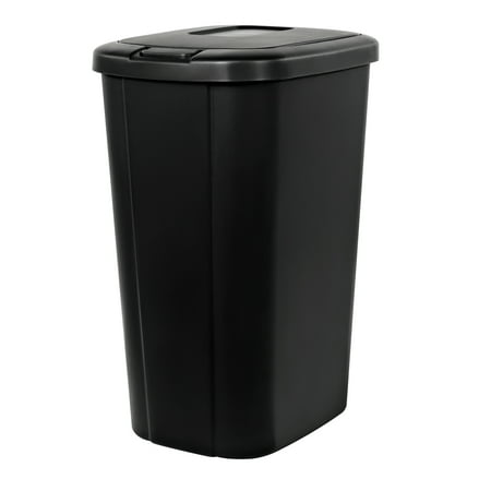 13.3-gal Hefty Touch Lid Trash Can, Black with Decorative Texture, 1 count