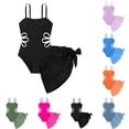 thumbnail image 4 of YunPes Girls Swimsuit Cut out One Piece Bathing Suits for Teens Adjustable Straps Swimwear with Cover up Skirt Square Neck Ruched, 4 of 4