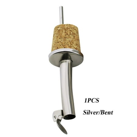 

1/3PCS Metal Plug With Cover Bottle Stopper Wine Pourer Oil Dispenser Wooden Cork 1PCS&SILVER-BENT