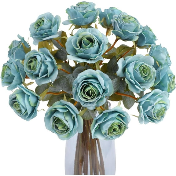 Artificial Vintage Silk Rose Flower Bouquet Fake Roses Long Stem Artificial Roses for Home Kitchen Wendding Decorations