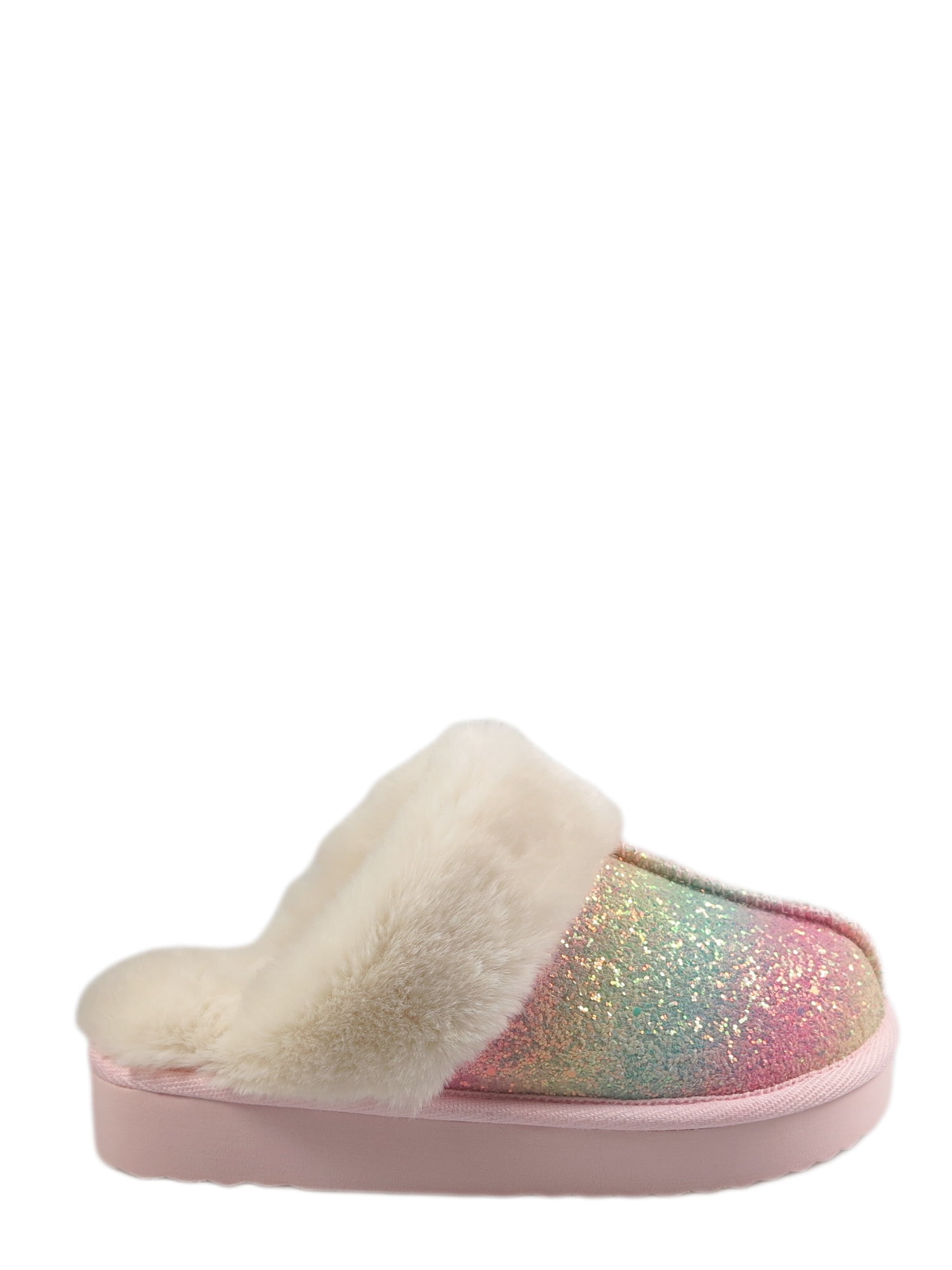 Wonder Nation Girls Scuff Slippers With Faux Fur Trim