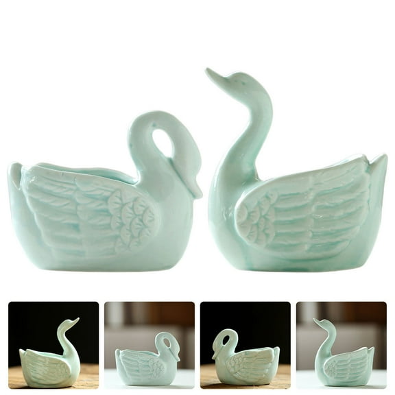 Worgeous  2 Pcs Swan Flower Pot Planters Pots Indoor Floral Containers Miss Blue