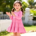 thumbnail image 3 of Vividxx Girls Dresses Long Sleeve Fall Dress Ruffle A-Line Cute Casual Dress Solid Color Daily Wear Party 7-8 Years, 3 of 5