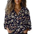 thumbnail image 2 of Black Women's Long Sleeve T-shirt, Women Cotton Shirt Printed Fashion Button Down Shirts Casual Tops Long Sleeve Blouse,Women's Long sleeve T-shirt L, 2 of 4