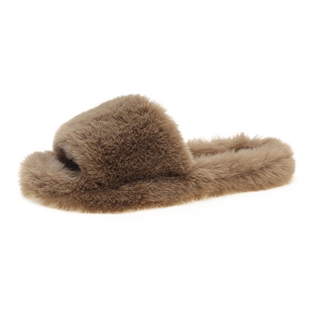 Zapatillas Calientes Zapatillas de felpa acogedoras con punta abierta para mujer Suministros para el hogar de espuma viscoelástica (marrón oscuro 36)