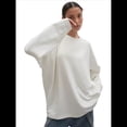 thumbnail image 2 of Camisetas de Larga Extragrandes para Mujer, Camisetas Básicas de Cuello Redondo, Tops de Otoño, Ropa Informal de Entrenamiento Y2K. L, 2 of 9