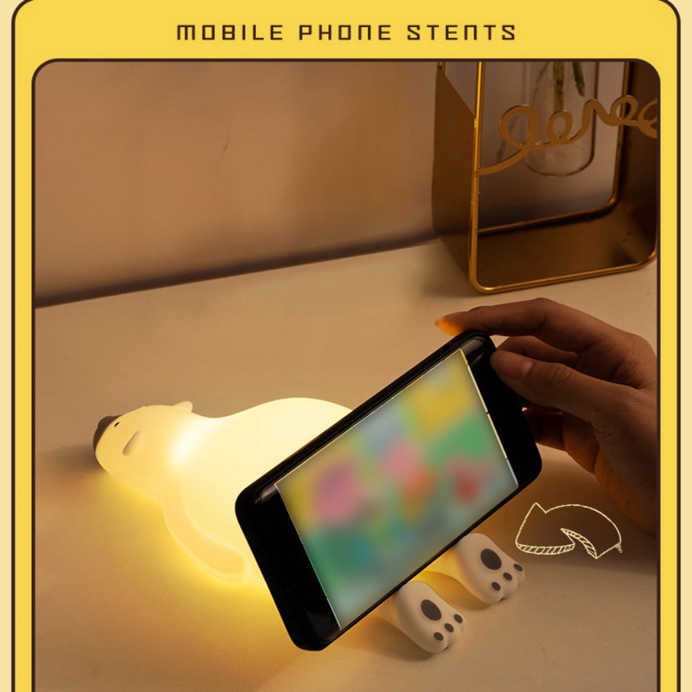 Night Light for Kids, Silicone Sensor Pat Light, Bear Lamp Cute Lamp, Silicone Dimmable Nursery Nightlight, Bedroom Home Decoration Bedside Lamp for Breastfeeding
