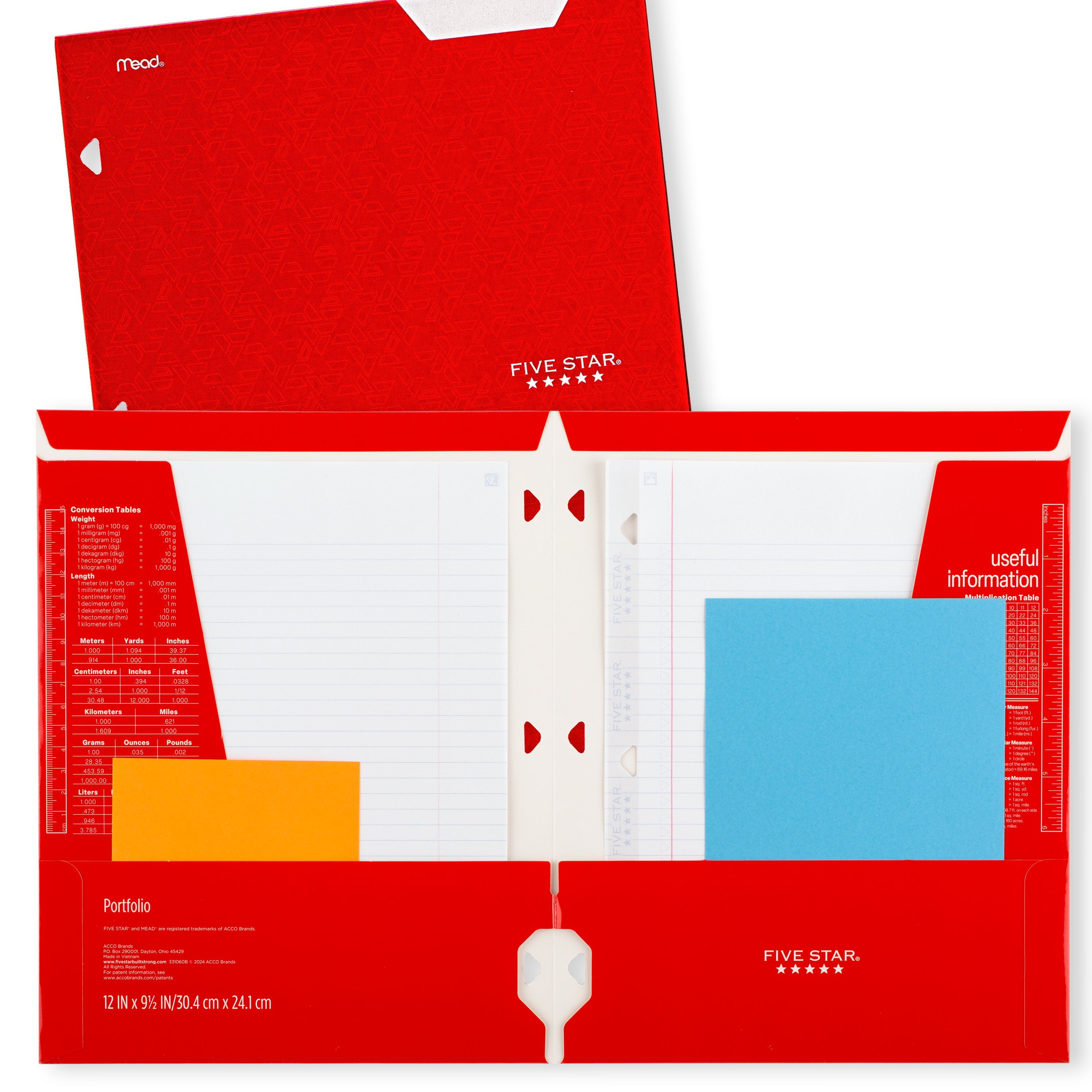 (12 pack) Five Star 4-Pocket Paper Folder, Fire Red (331060B-WMT22)