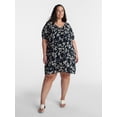 thumbnail image 2 of Terra & Sky Women’s Plus V-Neck Mini Dress, Sizes 0X-5X, 2 of 5