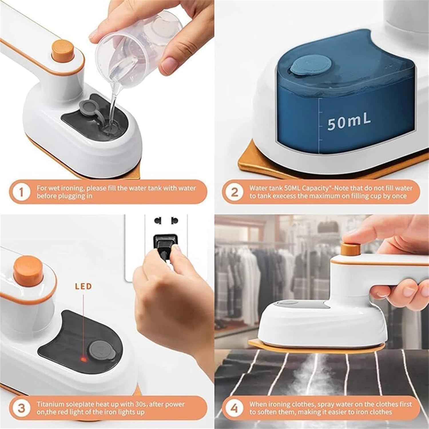 Ailsion Steam Iron, Ailsion Steamer, Travel Steamer for Clothes Portable Mini, 360° Rotatable