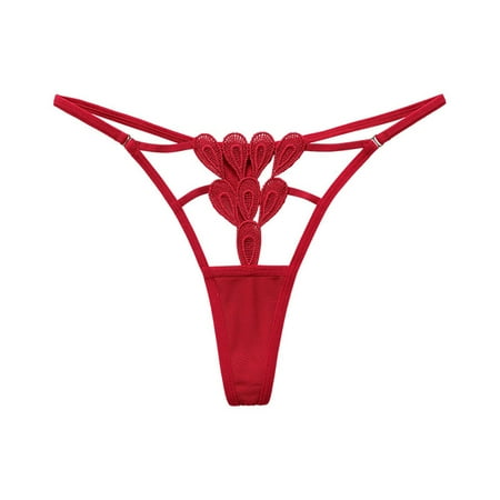 Blphud Lace Thongs for Women Panties Women Women Sexy Lace Panties Pure Cotton Crotch Low Waist Seamless T Pants Lace Trim Panties Bikini Soft Panties Ladies Sexy Red L