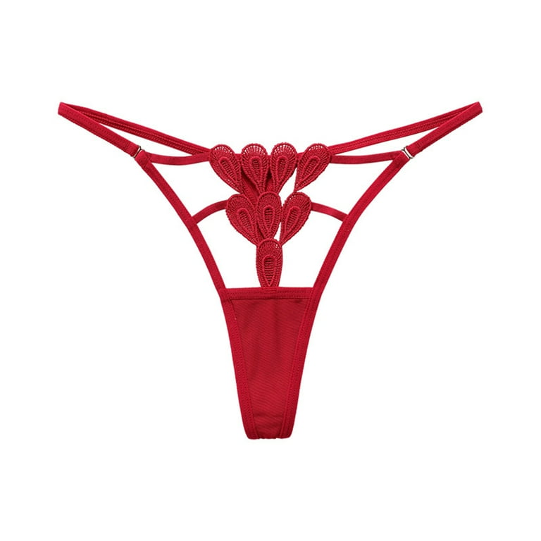 Fashion Women Sexy Lace Panties Low-waist Briefs Plus Size Thongs Red