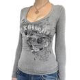 thumbnail image 4 of Women Vintage Y2K Long Sleeve T-shirt Heart Wing Rose Graphic Printed Tops Retro Grunge Gothic Tee, 4 of 6