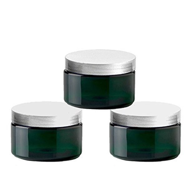 6 Emerald Green Low Profile 4 Oz Jars PET Plastic Empty Cosmetic